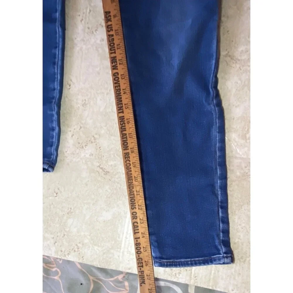 Blue Denim Jeggings Women Elastic Waist Back‎ Pockets Comfortable Casual Wear